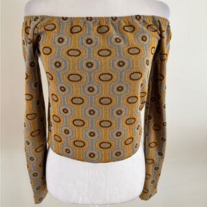 Zara Mustard and Gray Off-Shoulder Crop Top